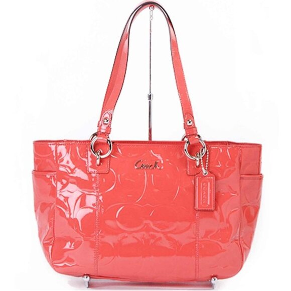 Coach GALLERY Signature Coral PATENT LEATHER Tote Handbag shoulder C1149-F17728 - Picture 3 of 17